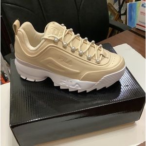 Fila Disruptor Zero  Effervescent cream color with pearl detail around the laces